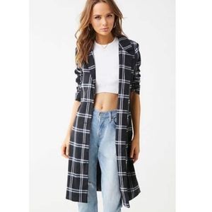 Long Line Plaid Coat